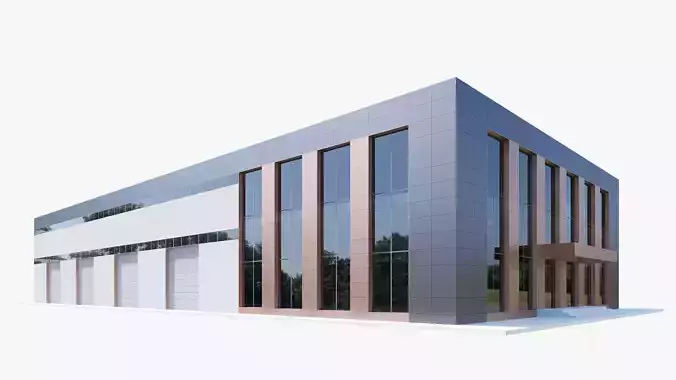 industrial warehouse Low-poly 3D model