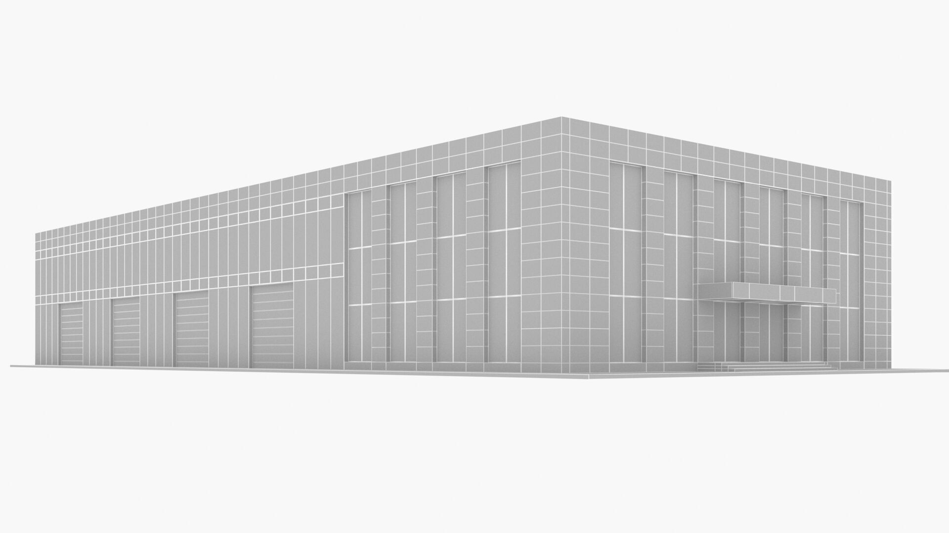 industrial warehouse Low-poly 3D model_7