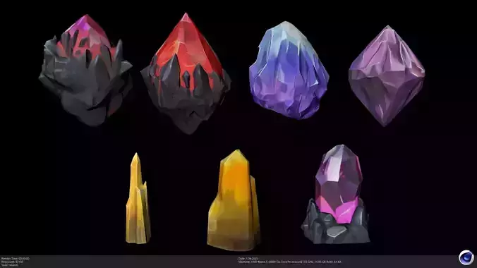 Stylized Low Poly Crystal Set - AI
