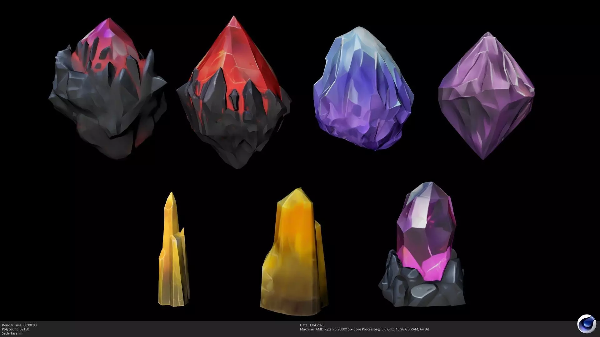 3D model Stylized Low Poly Crystal Set - AI VR / AR / low-poly | CGTrader