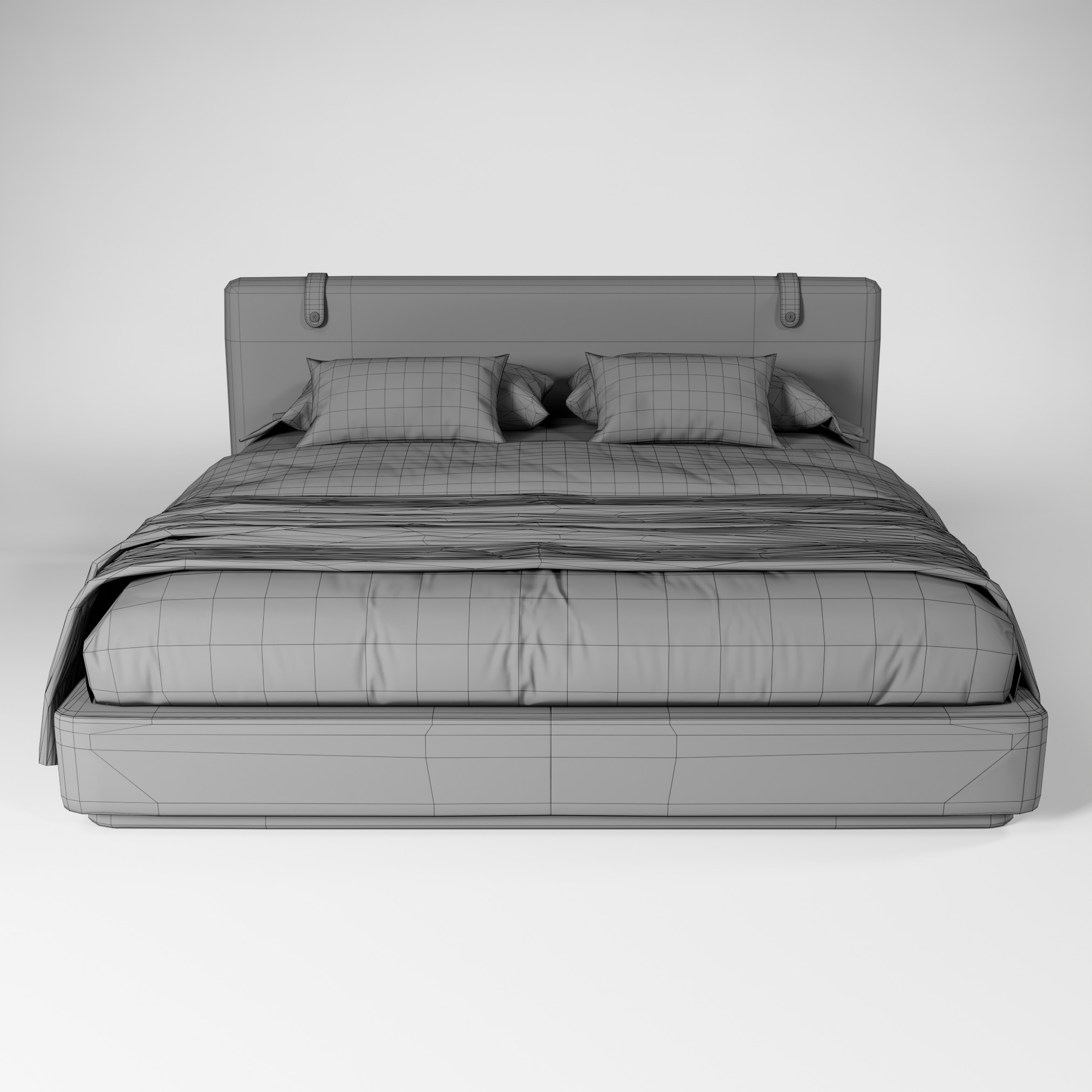 Modern King size bed Low-poly 3D model_12