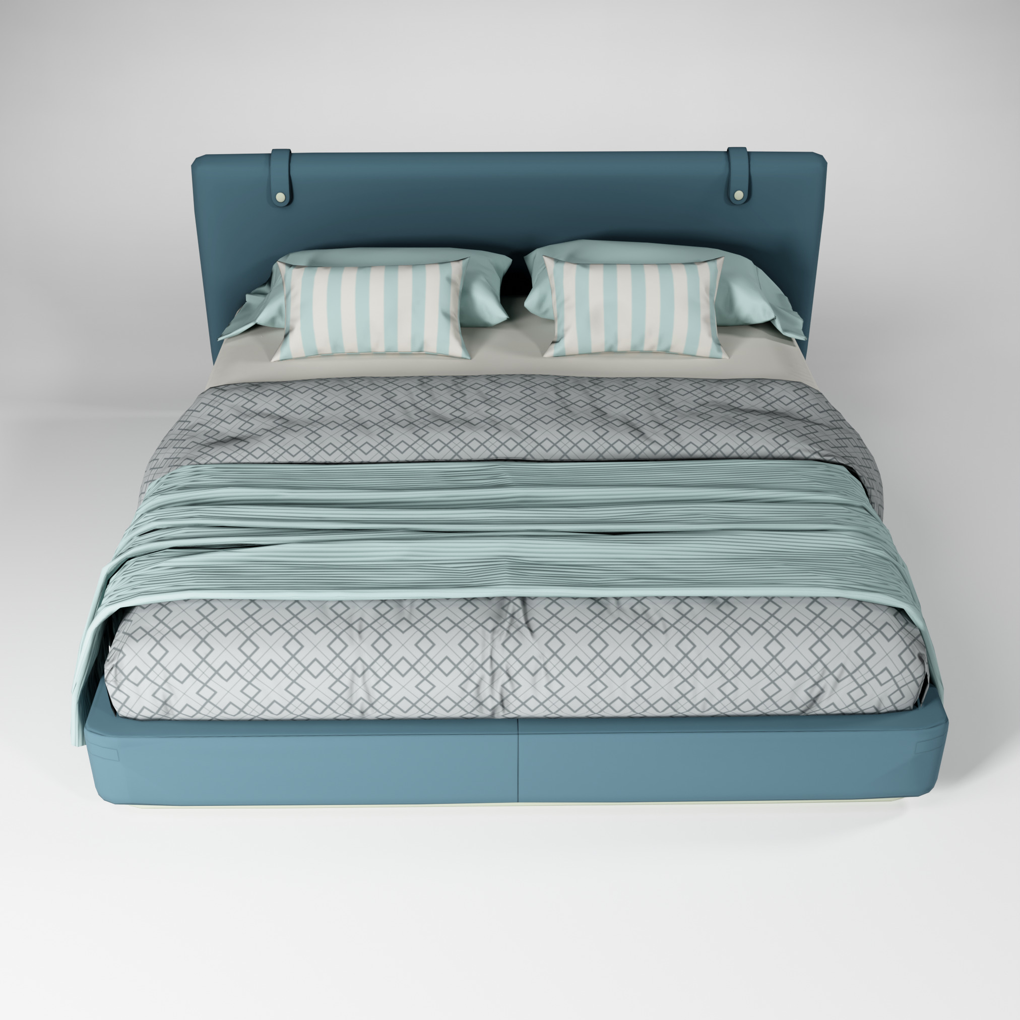 Modern King size bed Low-poly 3D model_8