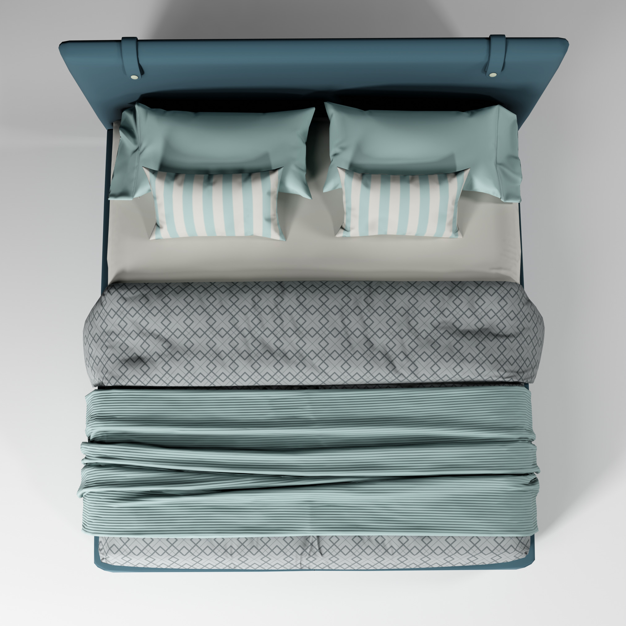 Modern King size bed Low-poly 3D model_11