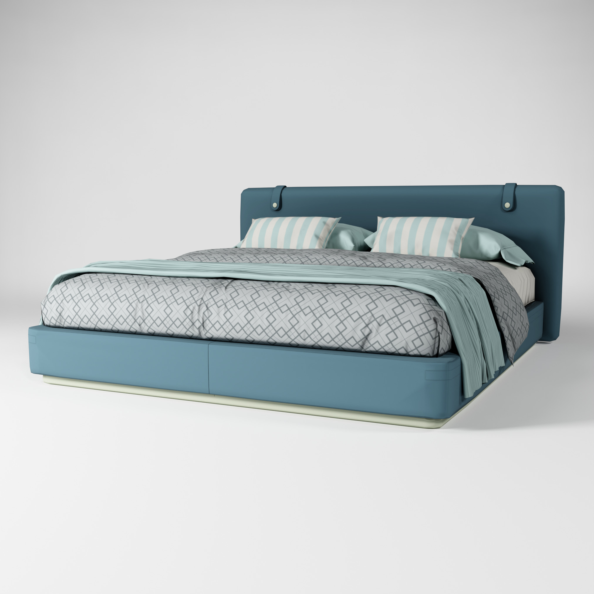 Modern King size bed Low-poly 3D model_10
