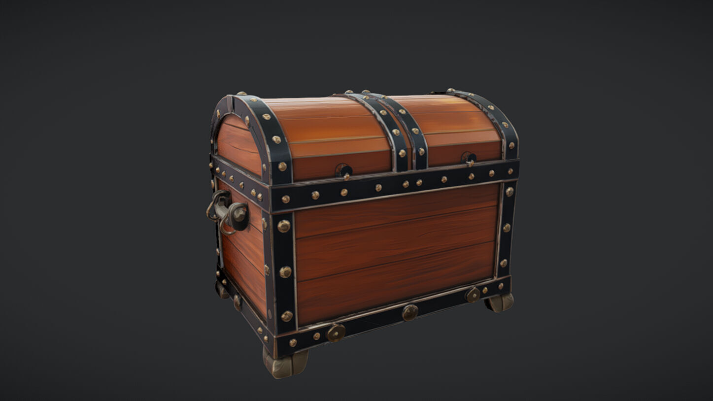 wooden treasure chest 3D model_18