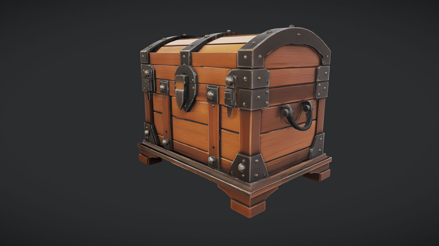 Wooden treasure chest 3D model_27