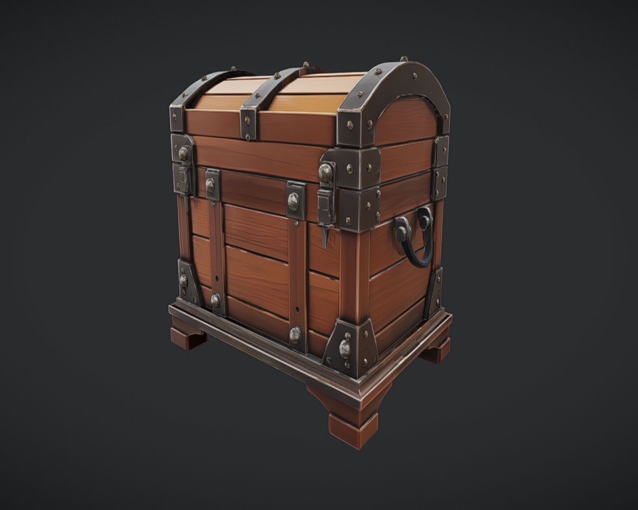 Wooden treasure chest 3D model_9