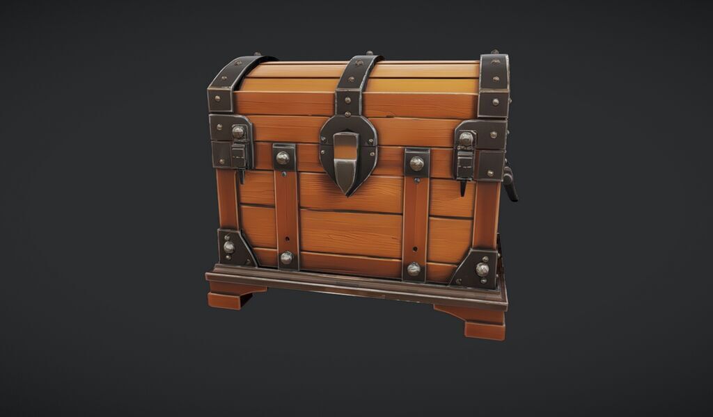 Wooden treasure chest 3D model_17