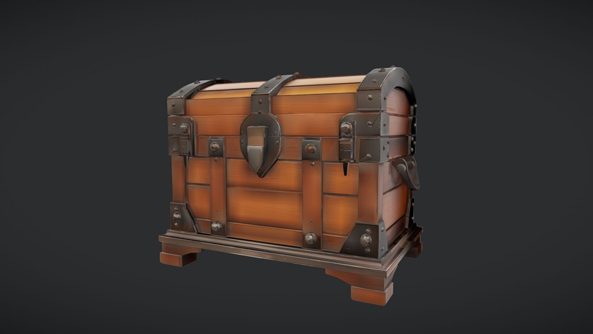 Wooden treasure chest 3D model_29