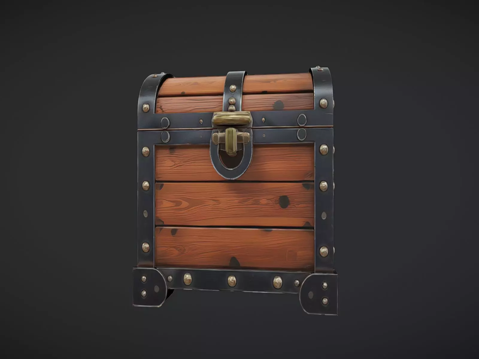 wooden treasure chest 3D model_0