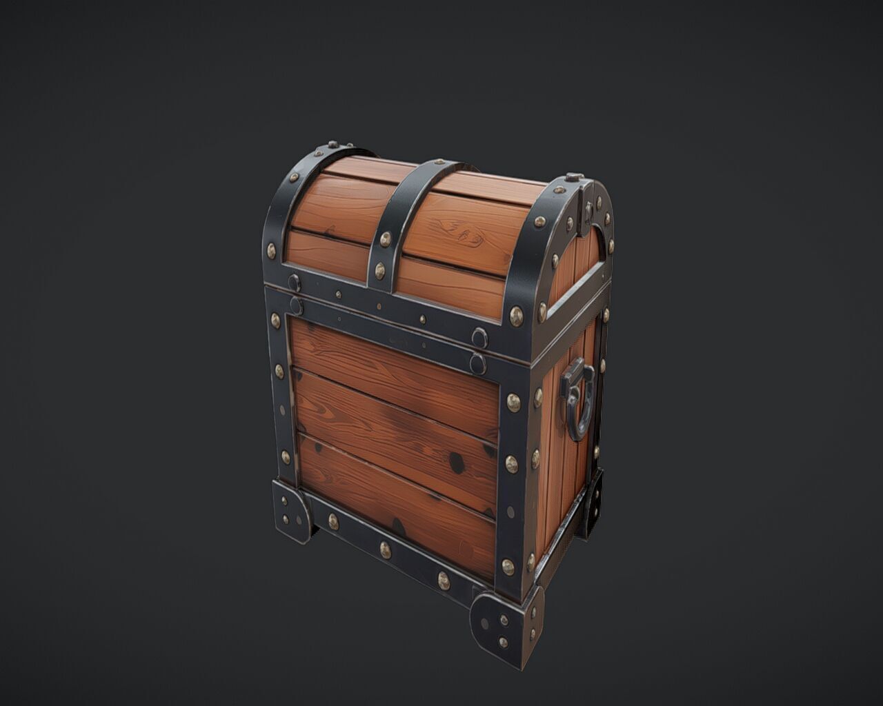 wooden treasure chest 3D model_8