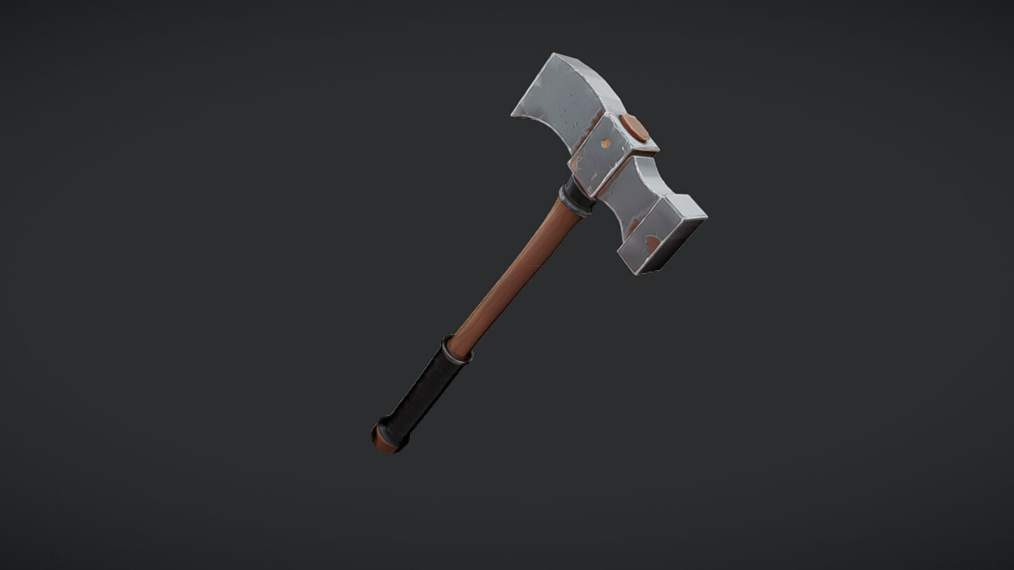 Single handed battle axe 3D model_20
