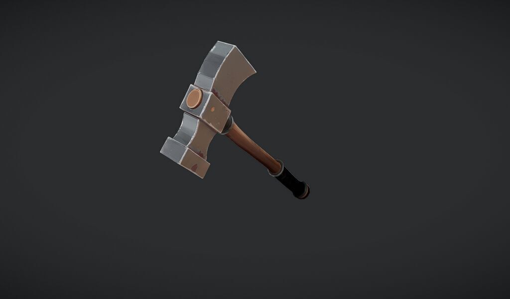 Single handed battle axe 3D model_17