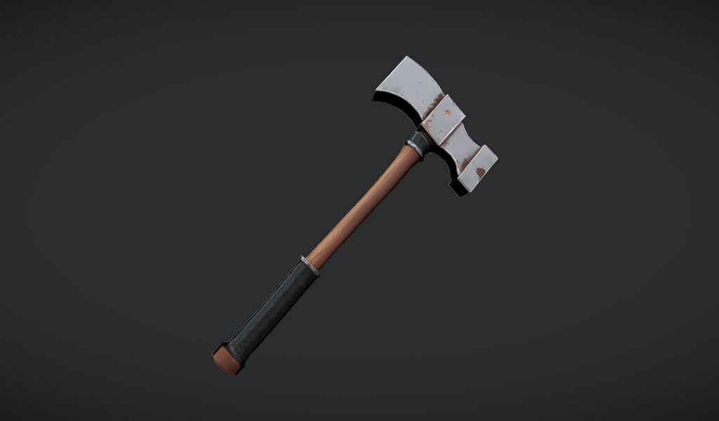 Single handed battle axe 3D model_19