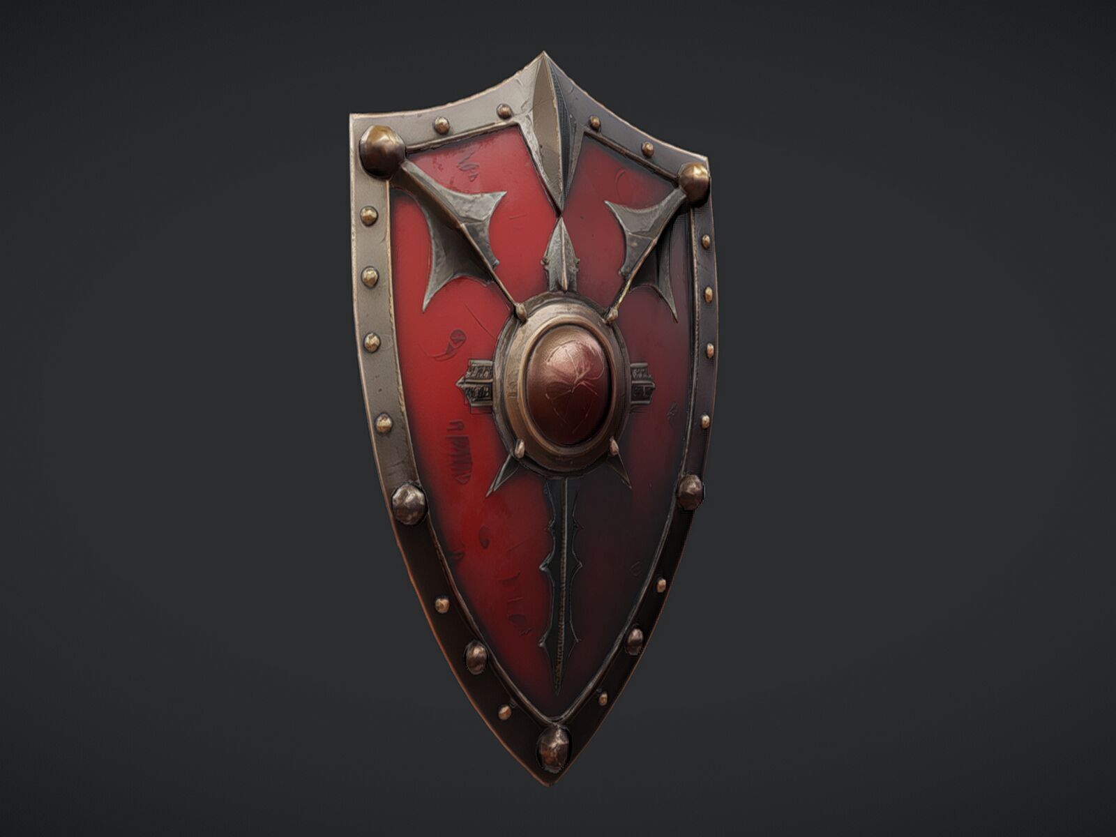 Ornate medieval shield 3D model_2
