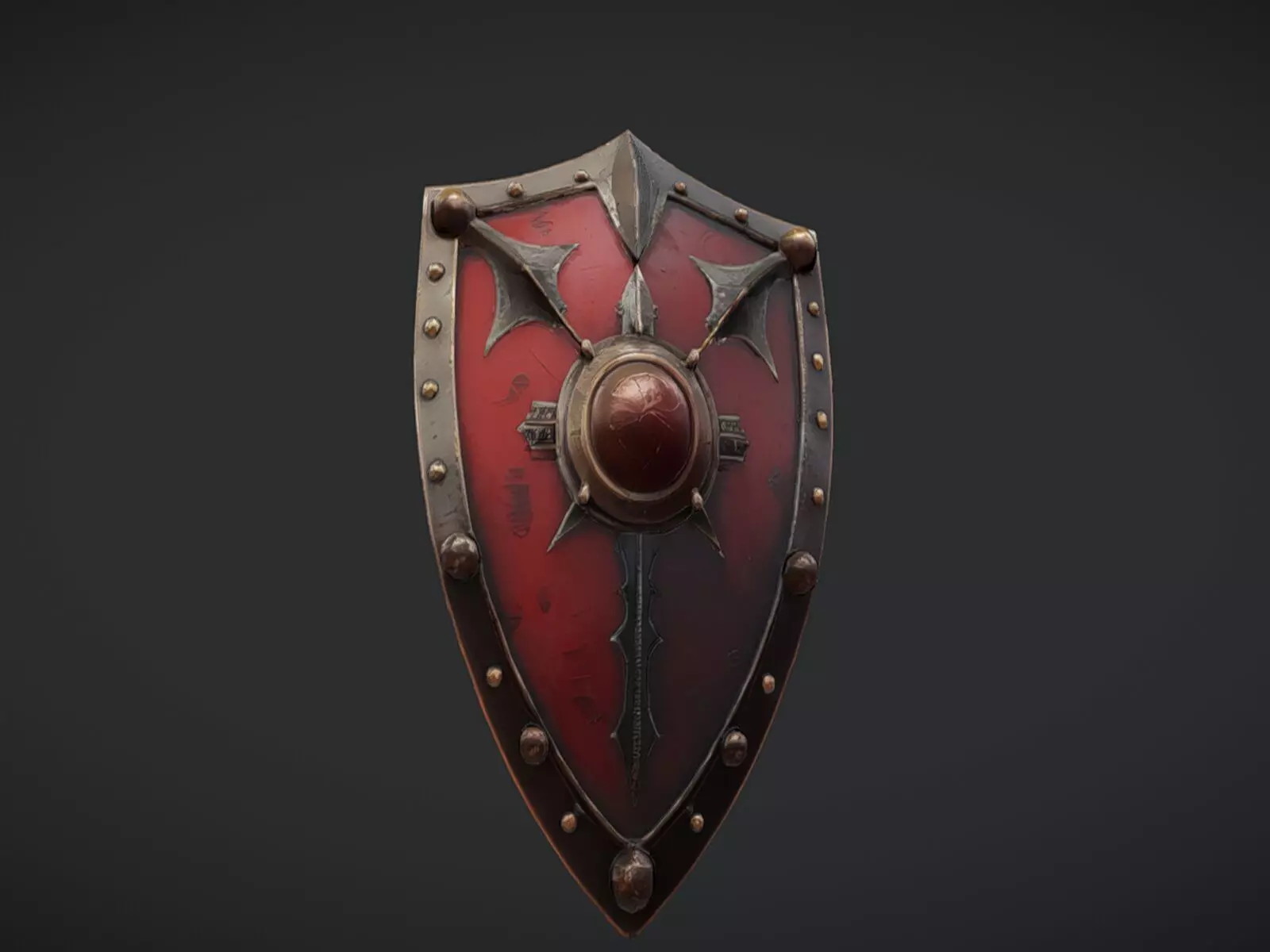 Ornate medieval shield 3D model_0