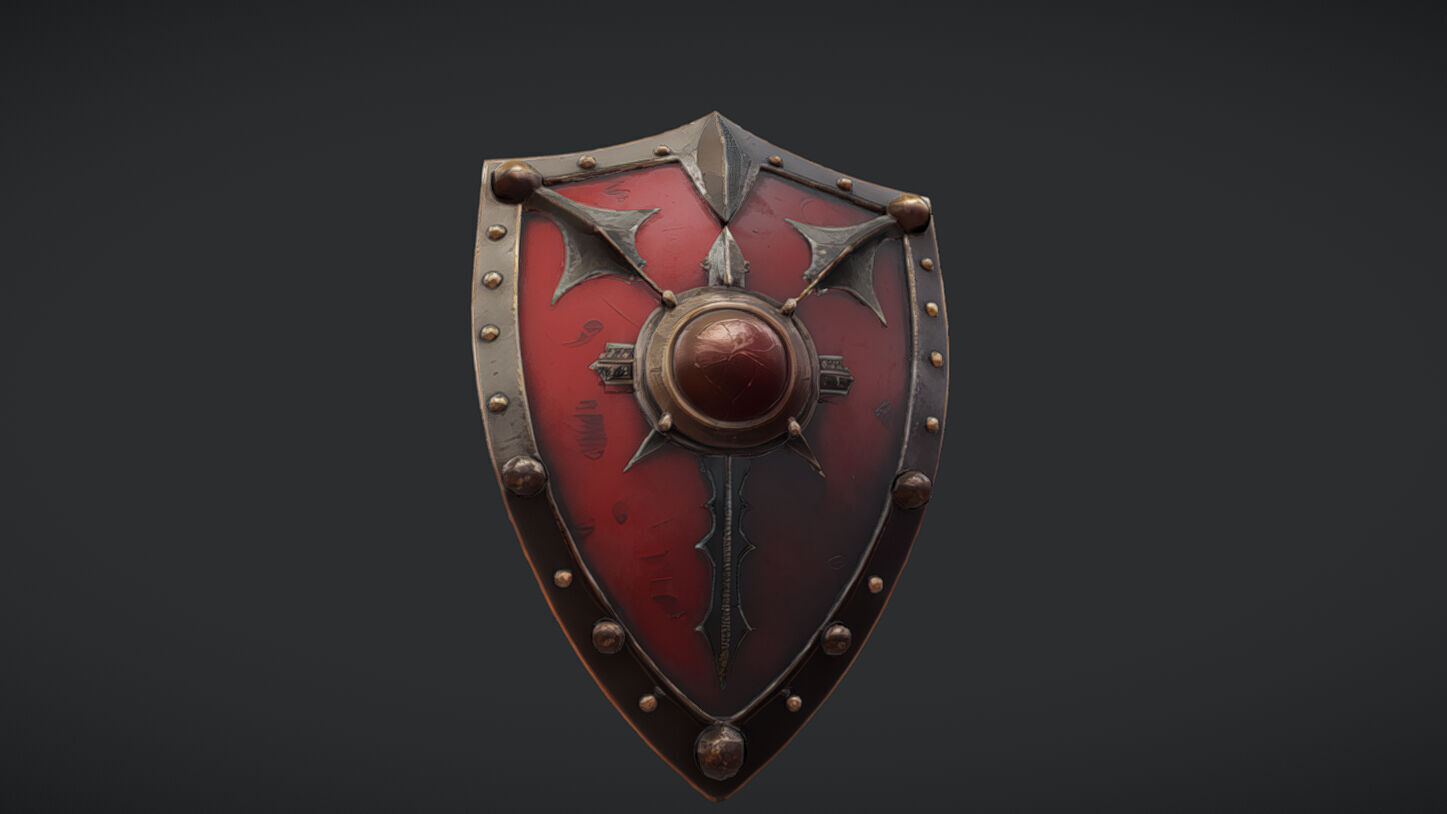 Ornate medieval shield 3D model_23