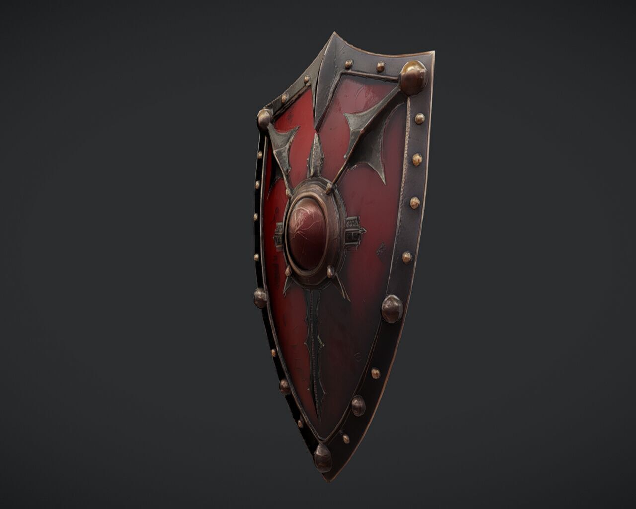 Ornate medieval shield 3D model_7