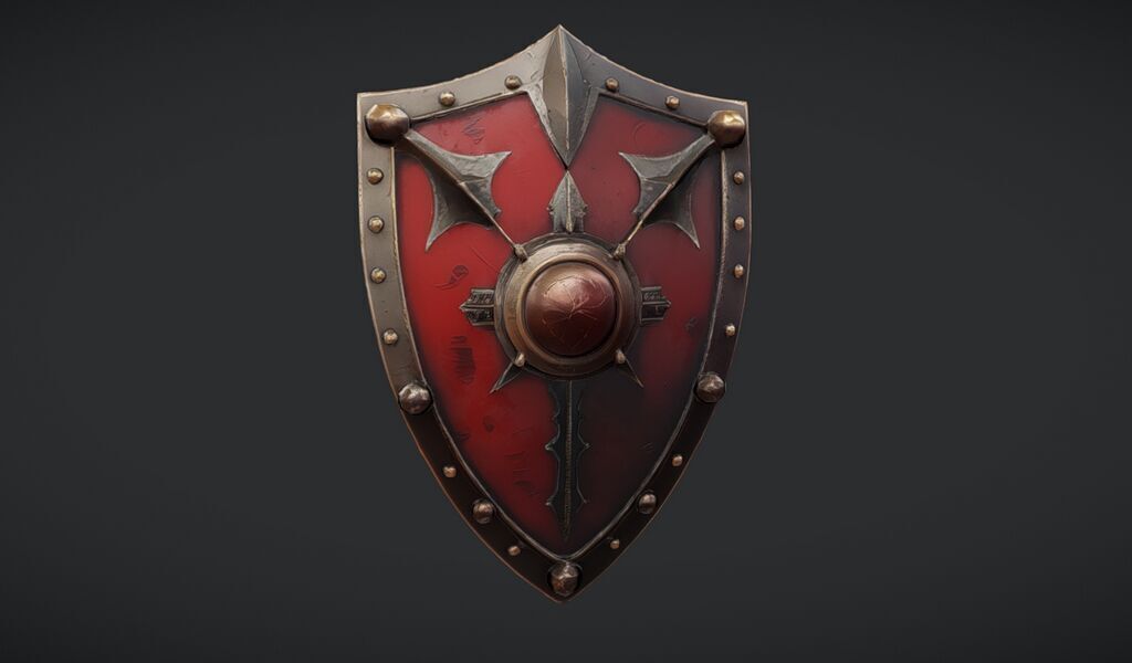 Ornate medieval shield 3D model_14