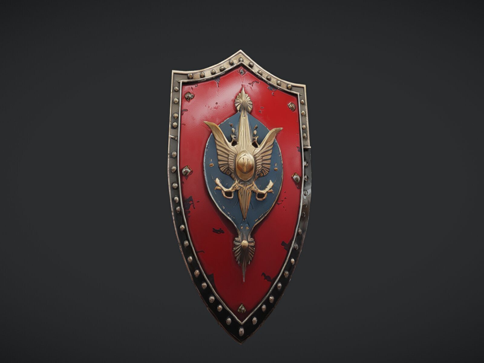 ornate medieval shield 3D model_2