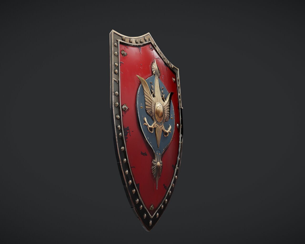 ornate medieval shield 3D model_8