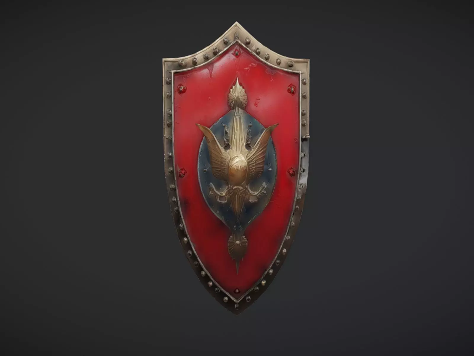 ornate medieval shield 3D model_0