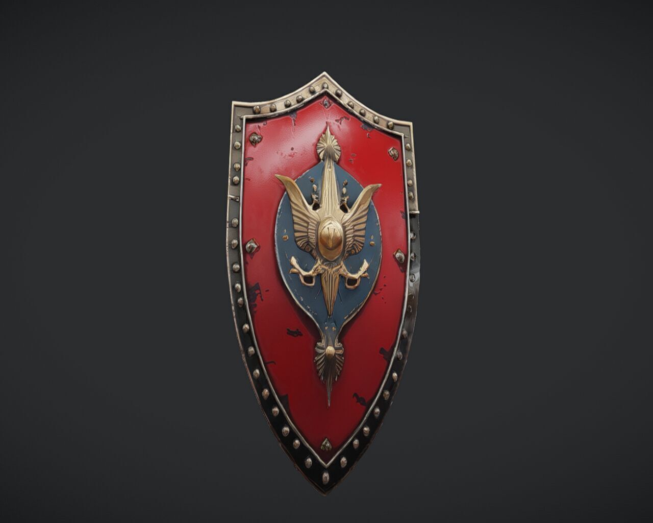 ornate medieval shield 3D model_7