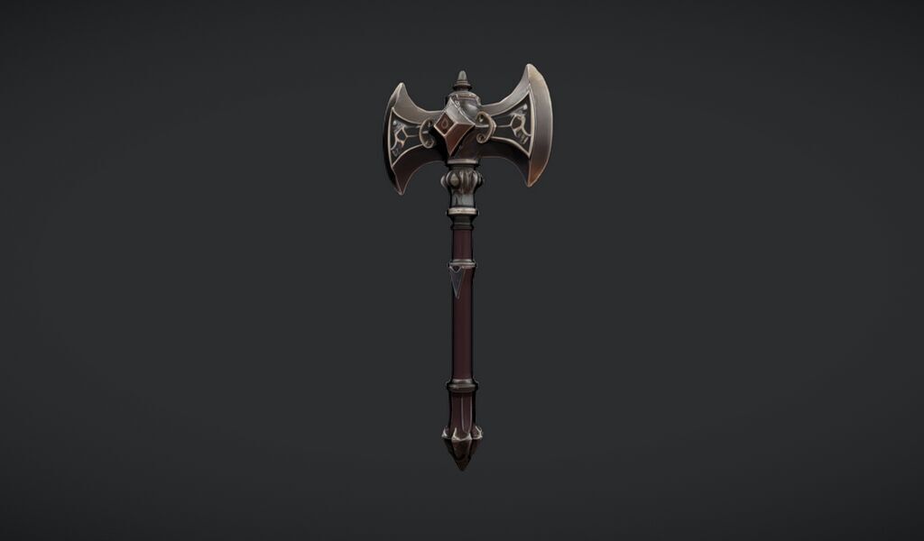 ornate battle axe 3D model_14