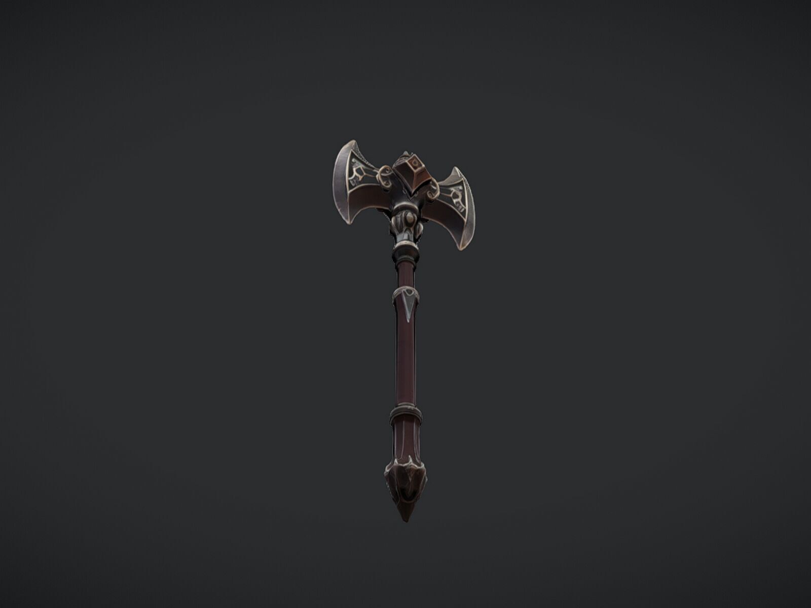 ornate battle axe 3D model_1