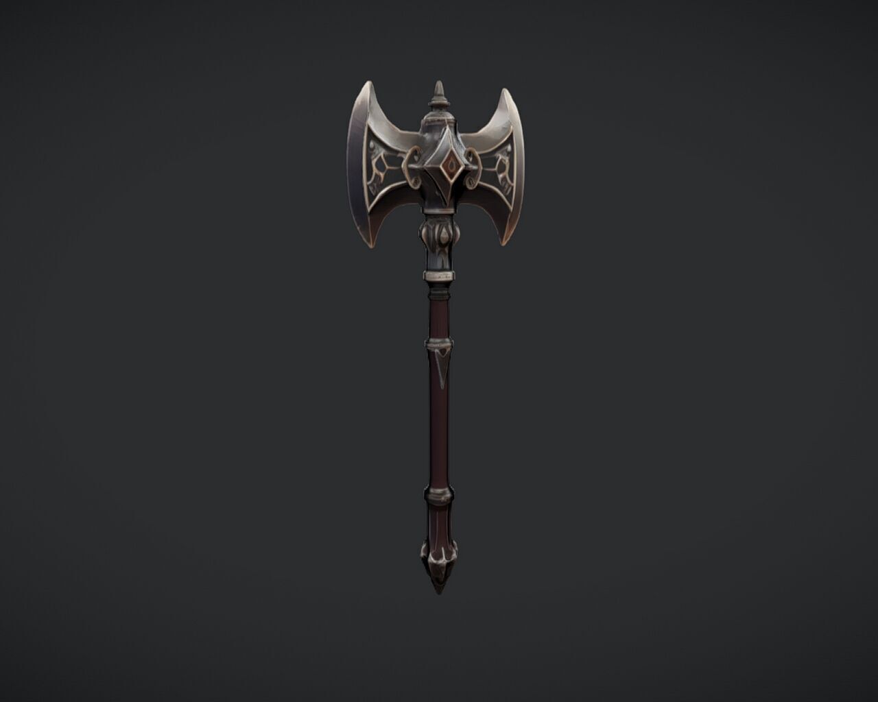 ornate battle axe 3D model_4