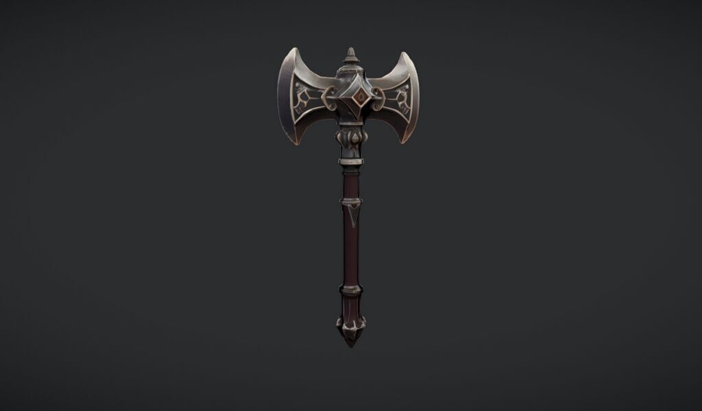 ornate battle axe 3D model_12