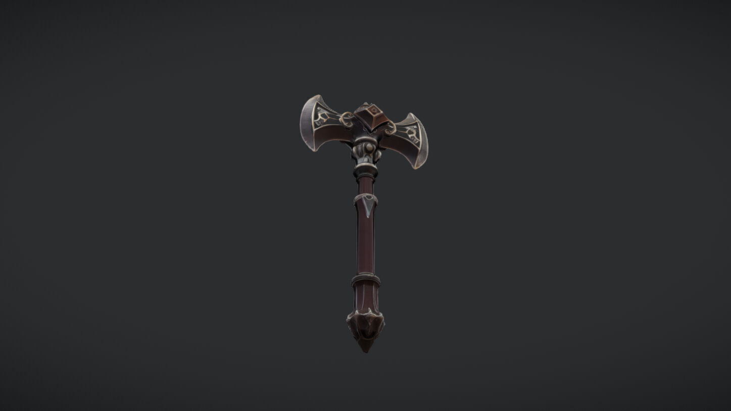 ornate battle axe 3D model_16