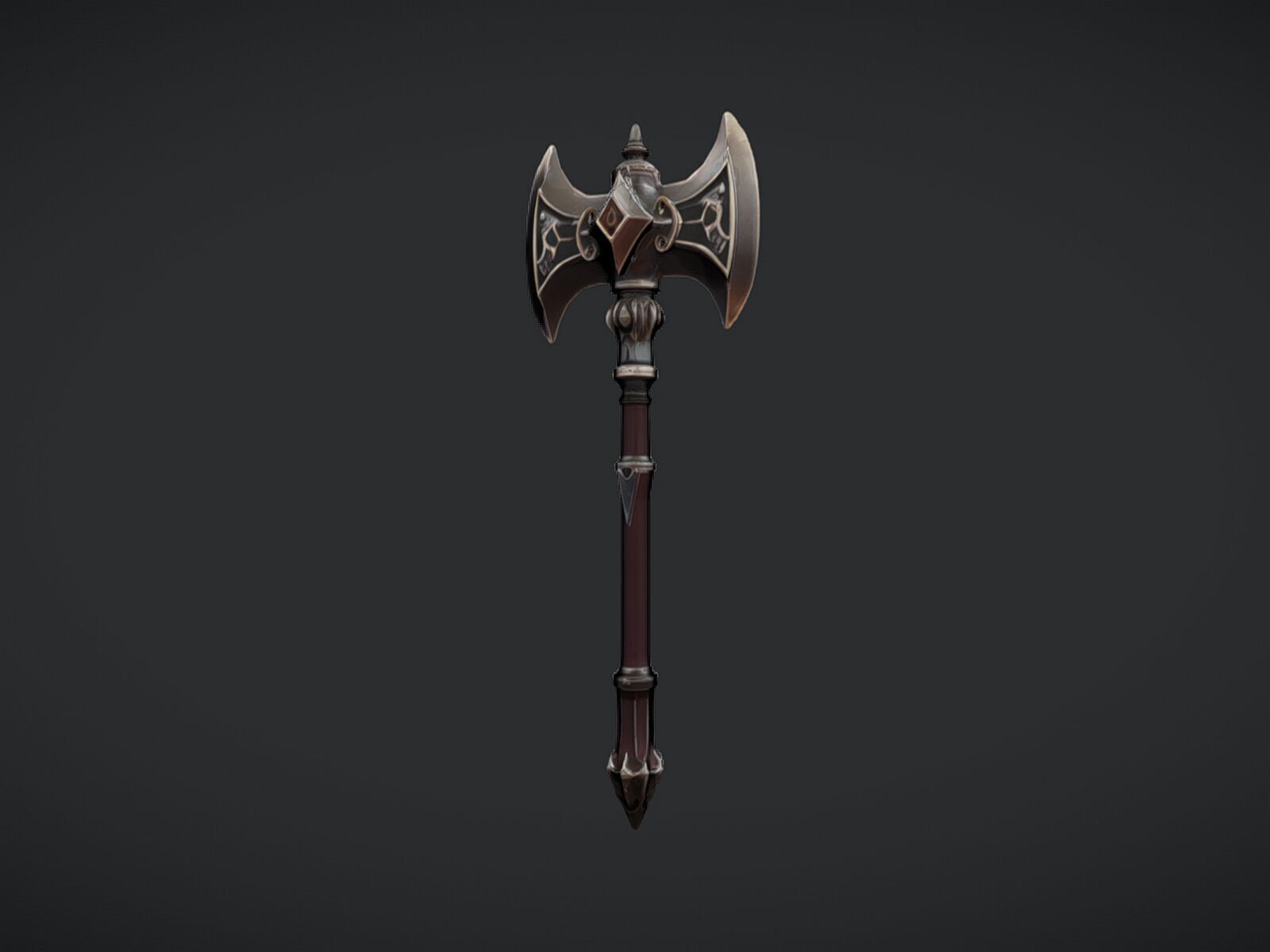 ornate battle axe 3D model_2