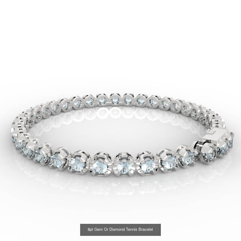 3-10pt Gem Or Diamond Tennis Bracelet Model 3D Model Collection_6