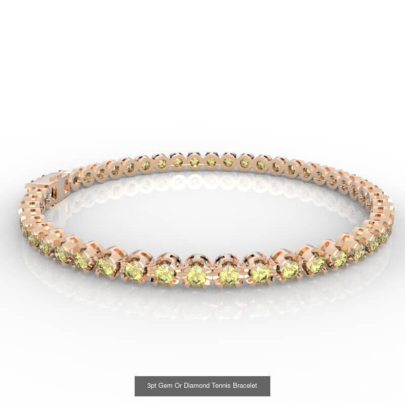3-10pt Gem Or Diamond Tennis Bracelet Model 3D Model Collection_1
