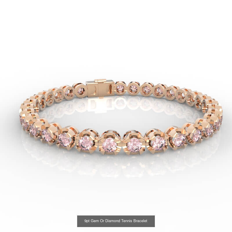 3-10pt Gem Or Diamond Tennis Bracelet Model 3D Model Collection_7
