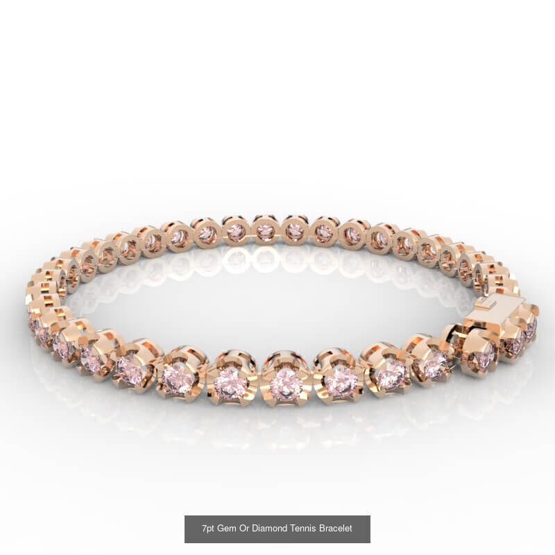 3-10pt Gem Or Diamond Tennis Bracelet Model 3D Model Collection_5