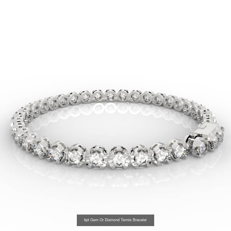 3-10pt Gem Or Diamond Tennis Bracelet Model 3D Model Collection_4