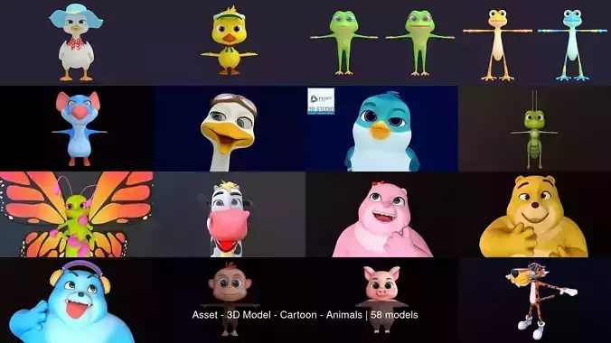 Asset - 3D Model - Cartoon - Animals 3D Model Collection