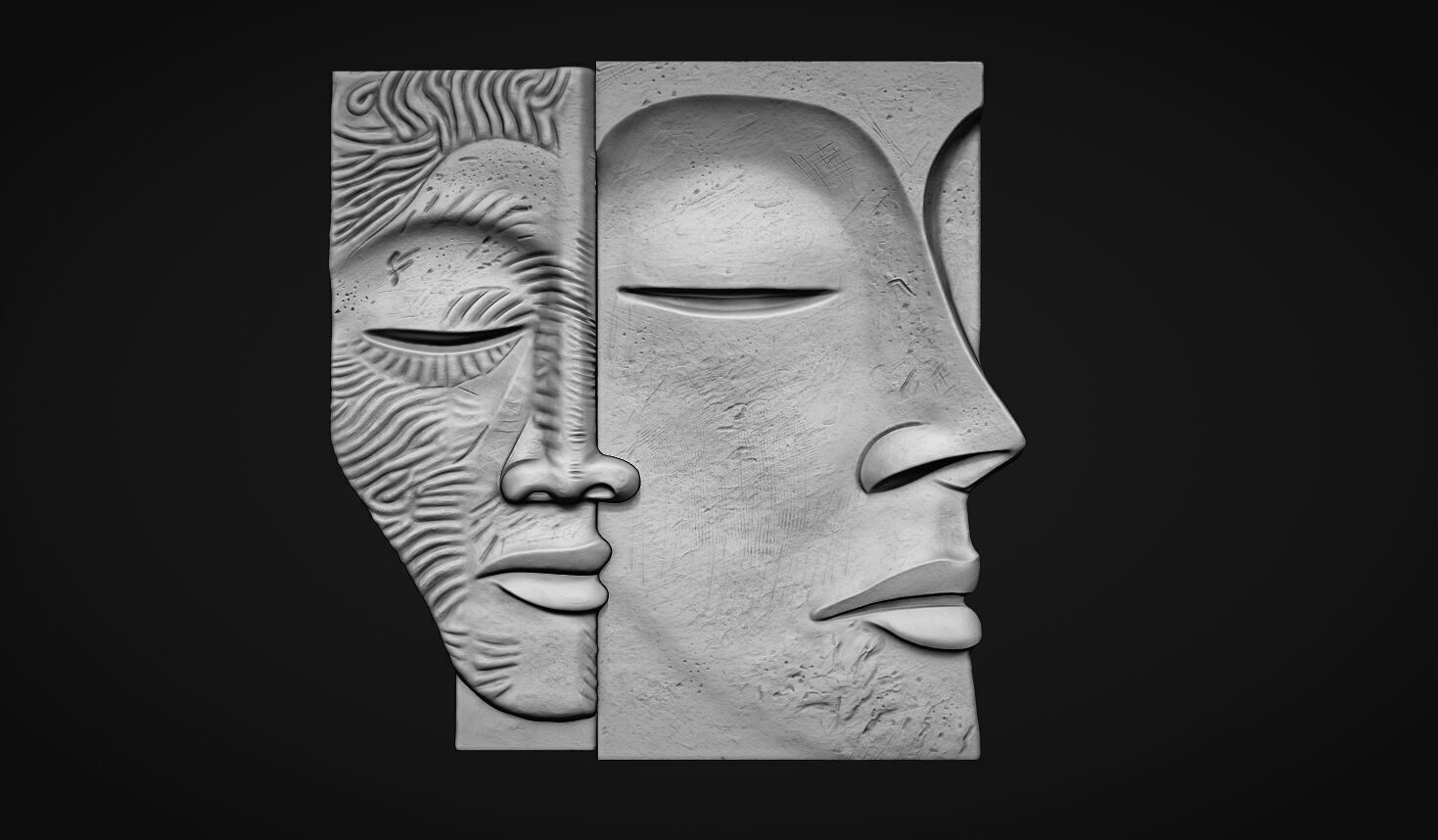 Face Sculpture Wall Decor for Cnc or 3D Printing 3D print model_1