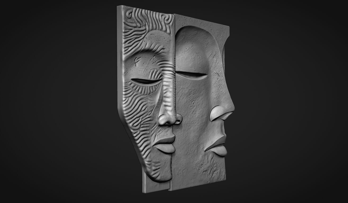 Face Sculpture Wall Decor for Cnc or 3D Printing 3D print model_4