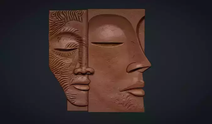Face Sculpture Wall Decor for Cnc or 3D Printing 3D print model