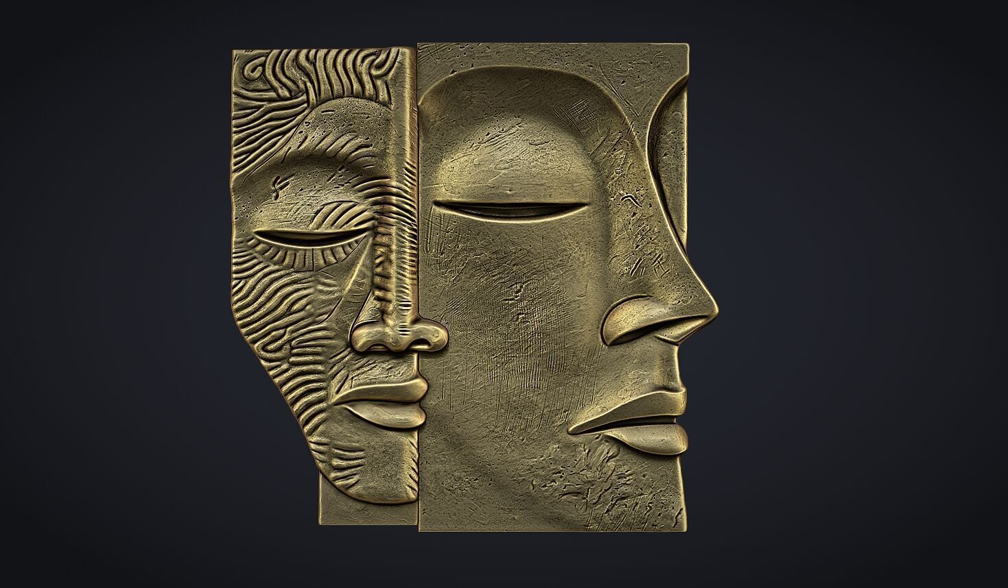 Face Sculpture Wall Decor for Cnc or 3D Printing 3D print model_3