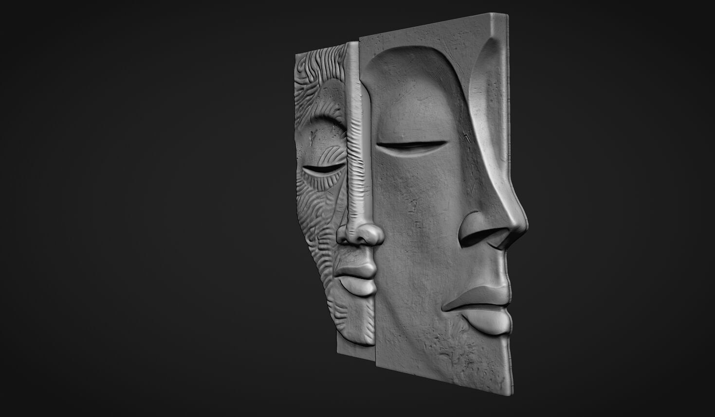 Face Sculpture Wall Decor for Cnc or 3D Printing 3D print model_5