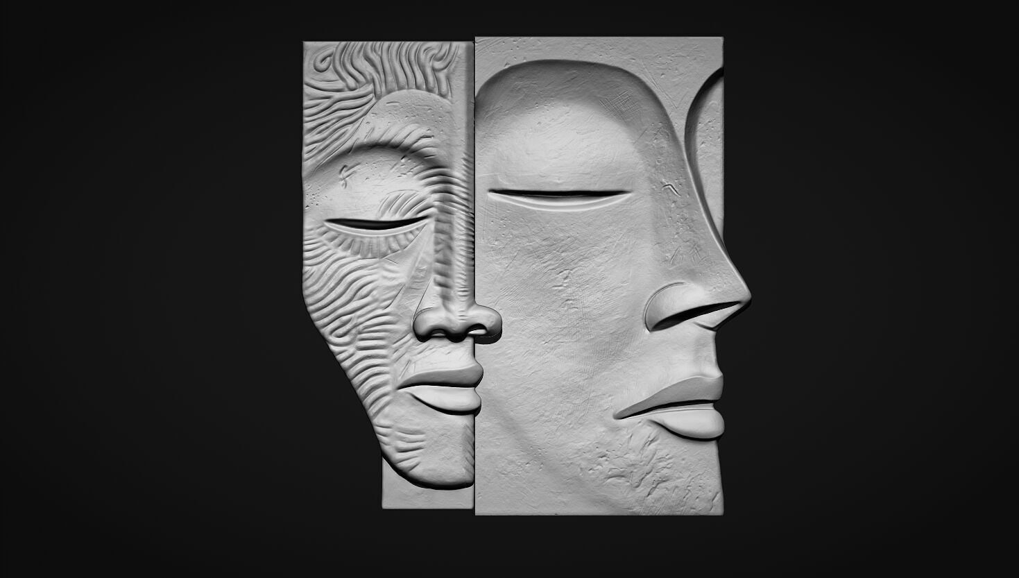 Face Sculpture Wall Decor for Cnc or 3D Printing 3D print model_13