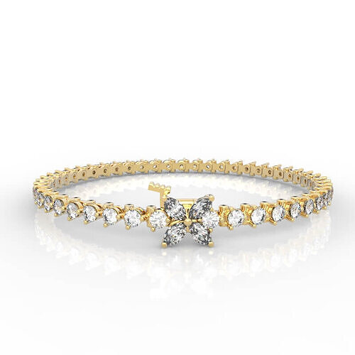 Marquise Gem Tennis Bracelet with Flower Clasp Model 3D print model