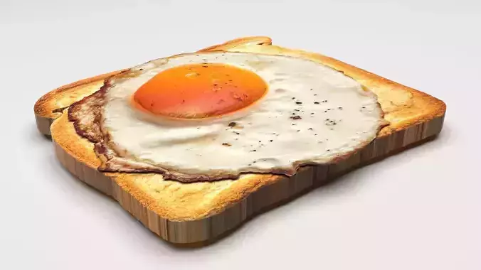 Fried Egg On Toast 3D model