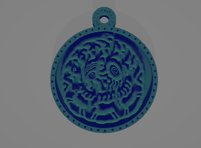 A pendant depicting cave paintings of ancient peoples 3D print model_0