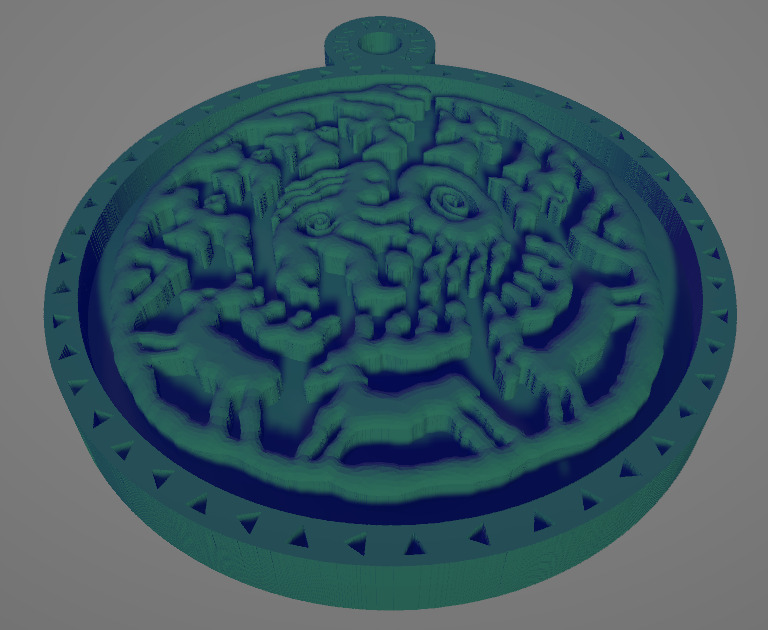 A pendant depicting cave paintings of ancient peoples 3D print model_1