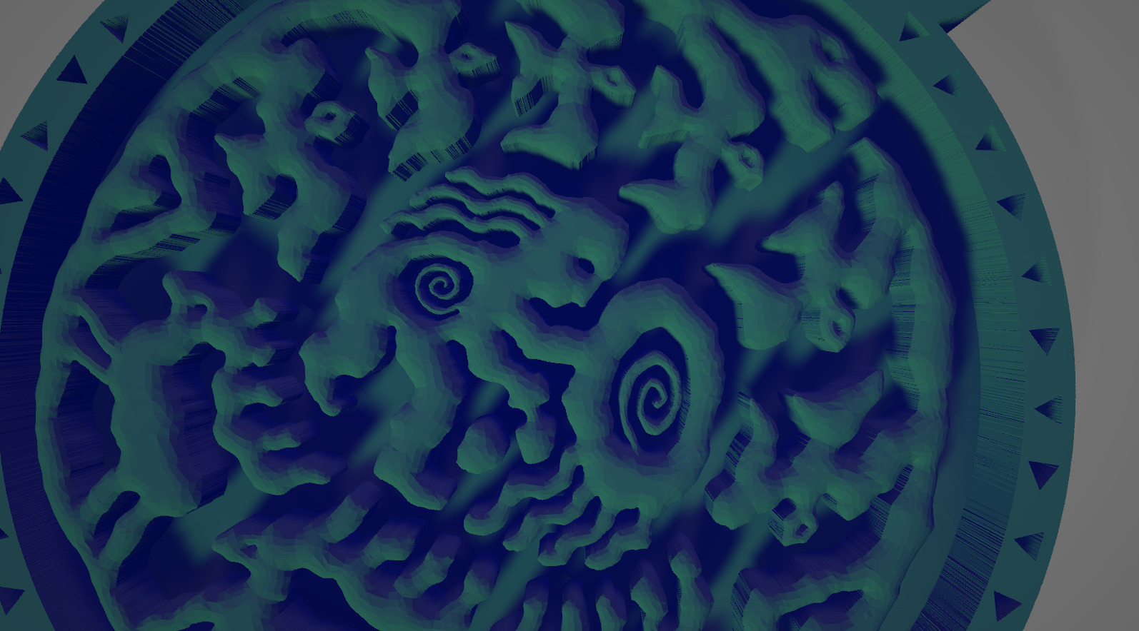 A pendant depicting cave paintings of ancient peoples 3D print model_2